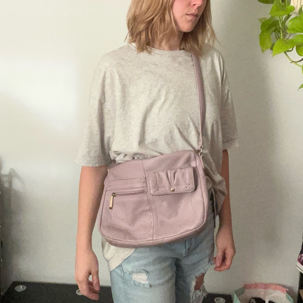 Stone Mountain Lavender Crossbody Bag with Gold Details